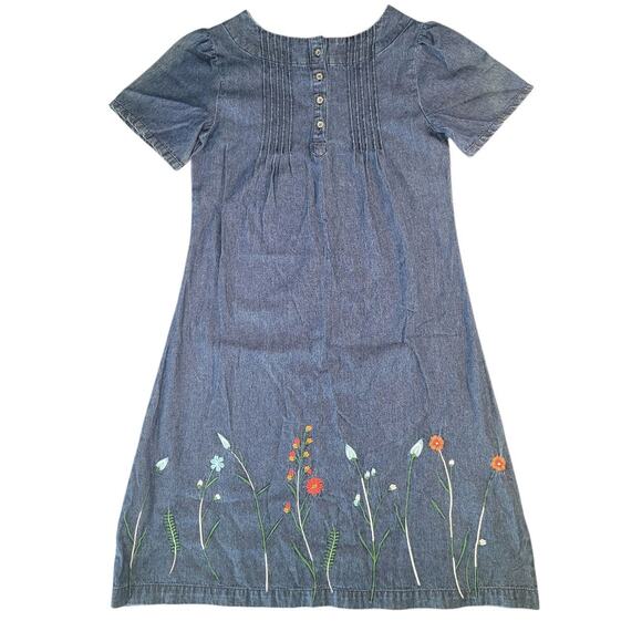 Vermont Country Store Vintage 90s Denim Dress S – Cottagecore Boho Pintuck - Picture 1 of 7
